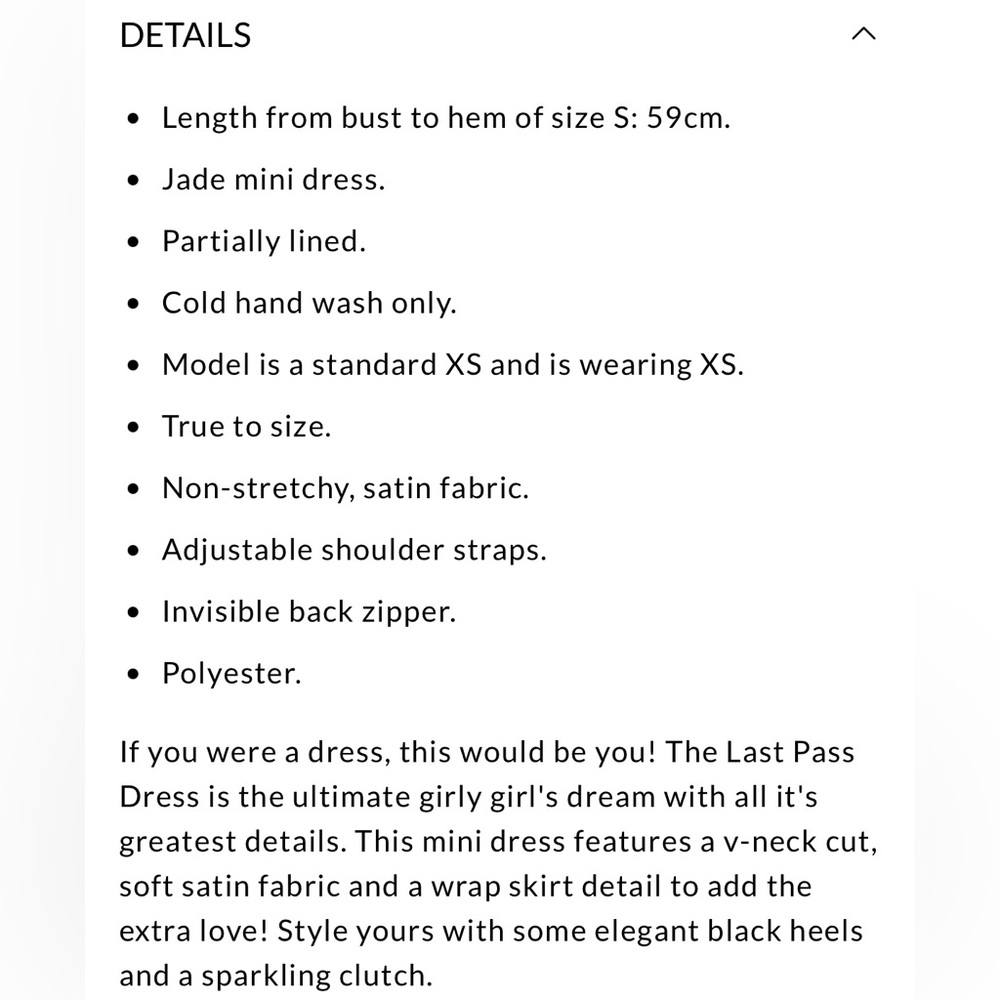 NWOT Hello Molly “Last pass” Jade satin V-neck mini dress with slit. Size 6. - Picture 5 of 11